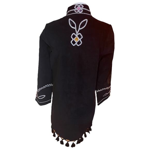 Figue Catalina Dress Black Extensive Embroidered Corduroy Dress Size L - Picture 10 of 12